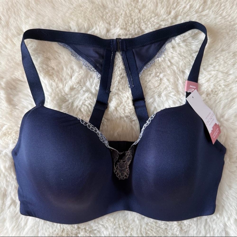 Cacique NWT Navy Smooth Lace Lightly Lined Balconette Bra Size 36DD - Picture 3 of 8